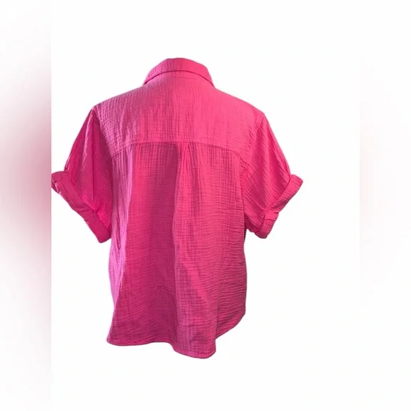 Universal Thread Button-Down Twist Front Crop, Size Oversized Lg - Picture 2 of 3